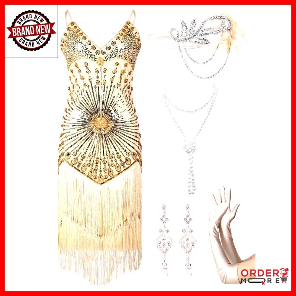 Sequin Fringe Flapper Dress 1920s Gatsby Cocktail Prom Party